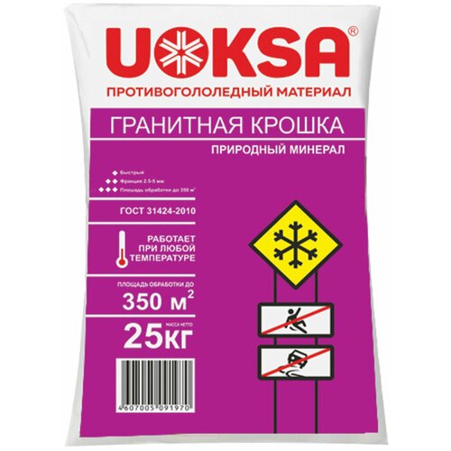 Материал противогололёдный 25 кг UOKSA Гранитная крошка, комплект 5 шт, фракция 2-5 мм