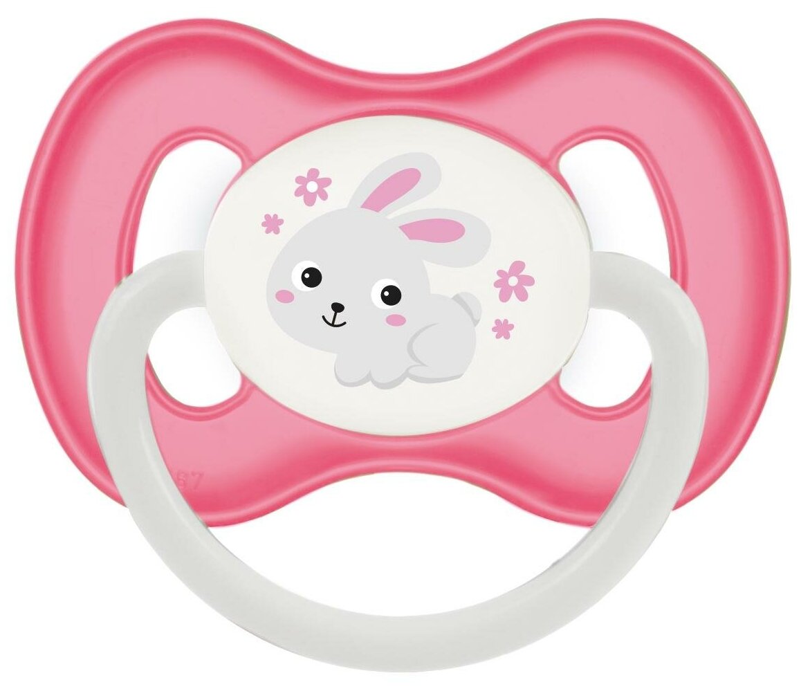 Пустышка Canpol Babies симметричная силиконовая, 0-6 Bunny & company, цвет: розовый