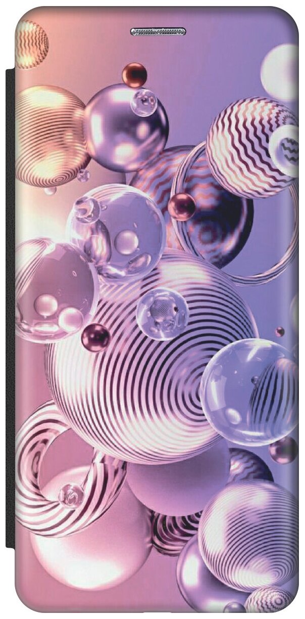 Чехол-книжка Сиреневые шарики на Xiaomi Redmi 4X / Сяоми Редми 4Х черный