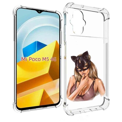 Чехол MyPads девушка-в-купальнике-с-маской-кошки женский для Xiaomi Poco M5 задняя-панель-накладка-бампер