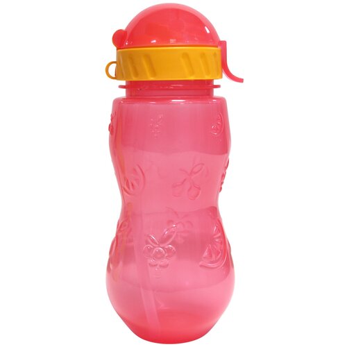 Бутылка для воды детская, с трубочкой, пластик, 400 мл, розовый