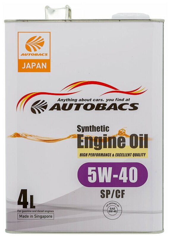 Моторное масло AUTOBACS ENGINE OIL SAE 5W40 API SP/CF SYNTHETIC