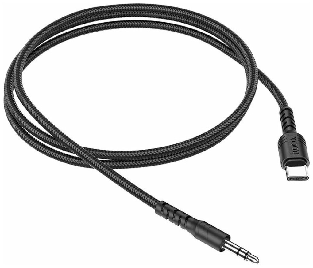 Кабель Aux - Type-C переходник аудио кабель для автомобиля AUX 3.5 Кабель в машину Hoco UPA17 1м черный