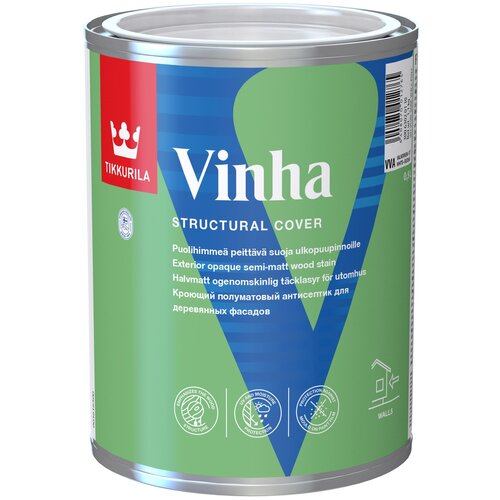 Tikkurila антисептик Vinha, 1.1 кг, 0.9 л, белый/база VVA антисептик кроющий tikkurila vinha vva белый 9 л