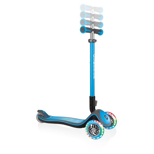 Детский городской самокат 3-колесный GLOBBER Elite Deluxe Lights , голубой