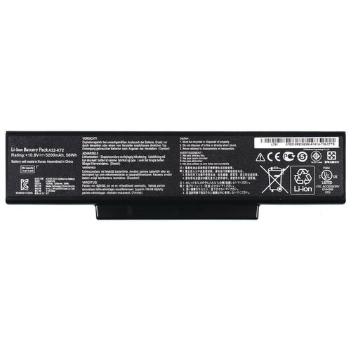 Аккумулятор A32-K72 Premium для Asus N73SV, K73E, K73SV, K72F, K72Dr / 10,8V 5200mAh 56Wh