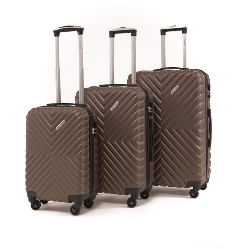 фото Комплект чемоданов lacase, 3 шт., 85 л, размер s, коричневый