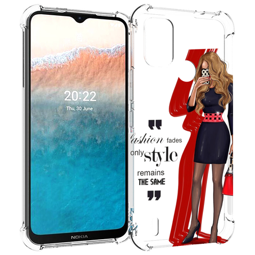 Чехол MyPads Модная-девушка женский для Nokia C21 Plus задняя-панель-накладка-бампер