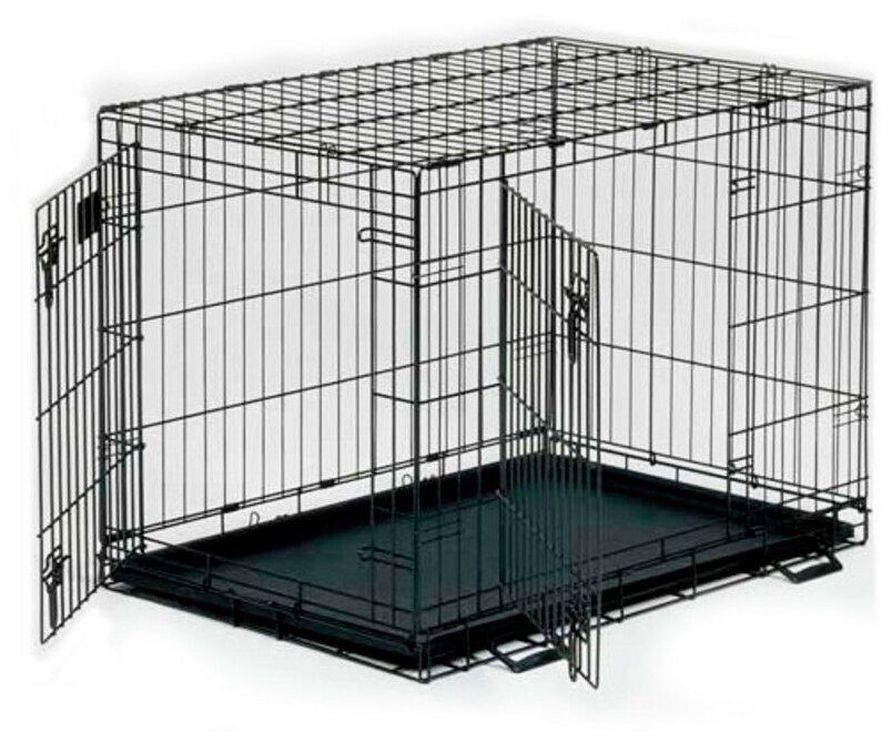 Клетка MidWest Life Stages для собак 124х79х82h см, 2 двери, черная - фотография № 5