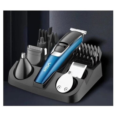 Триммер VGR машинка для стрижки волос для бороды для носа электробритва мужская 5 в 1 синий 155500₽