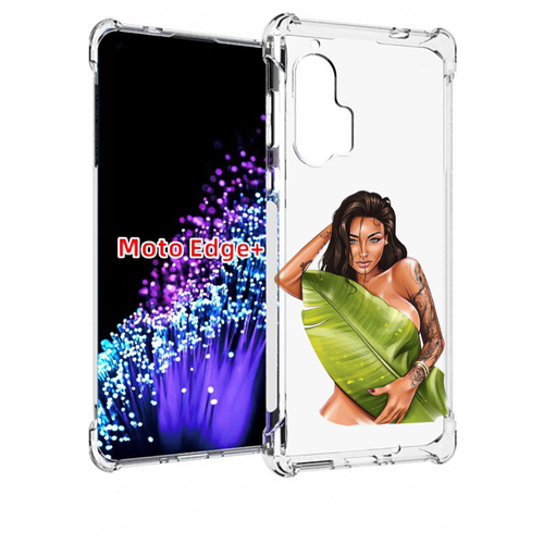 Чехол MyPads девушка-модель-с-большим-листом женский для Motorola Edge+ Plus задняя-панель-накладка-бампер