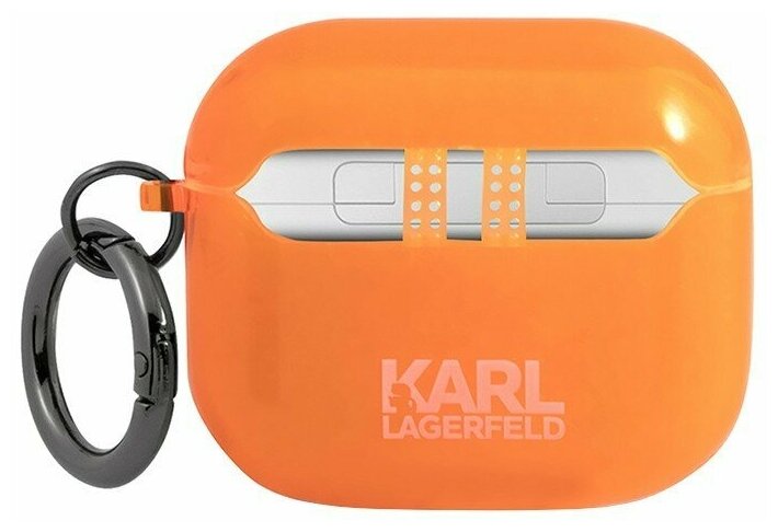 Чехол Karl Lagerfeld TPU FLUO with ring Choupette Transparent для Airpods 3 (2021), оранжевый