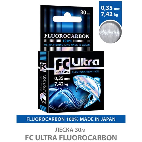 леска aqua fc ultra fluorocarbon флюорокарбон 100% 0 14mm 30m 2 15kg прозрачный Леска AQUA FC Ultra Fluorocarbon (флюорокарбон) 100% 0.35mm 30m 7.42kg прозрачный