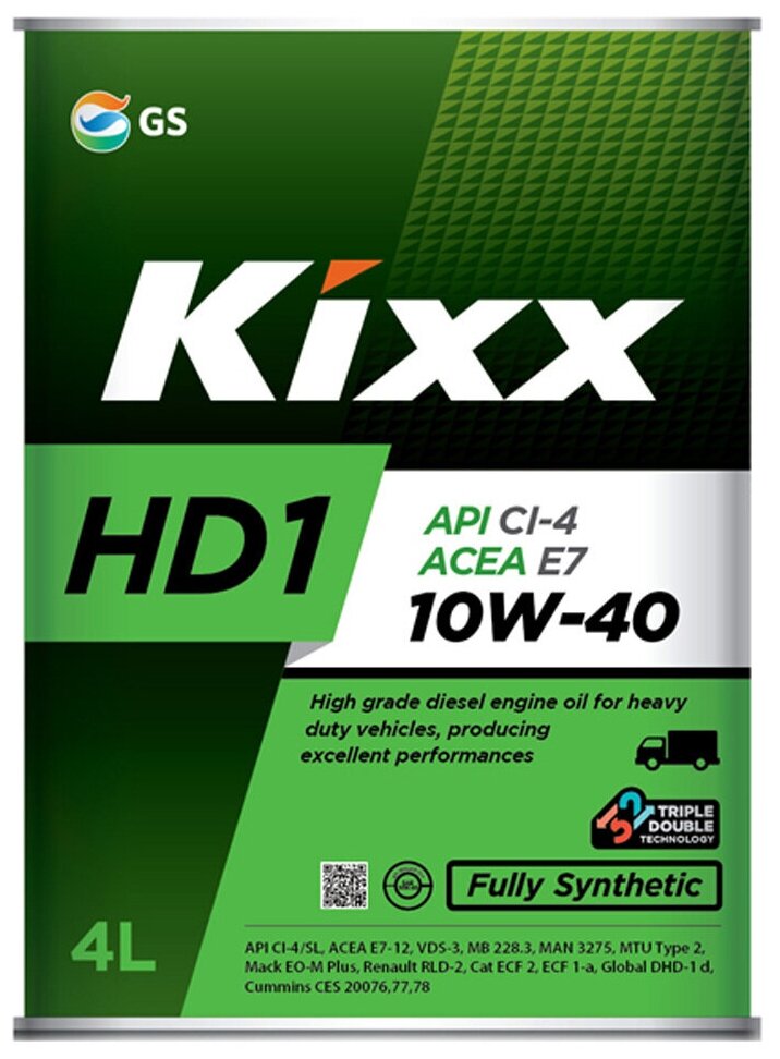 Синтетическое моторное масло Kixx HD1 10W-40, 4 л, 1 шт