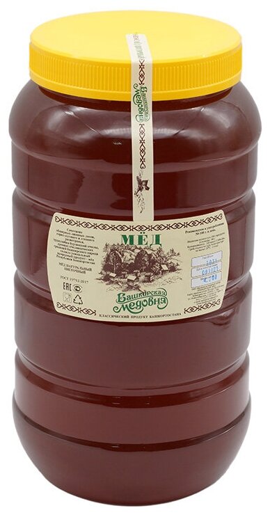Мёд натуральный Башкирский цветочный "Башкирская медовня" 4200 гр пластик