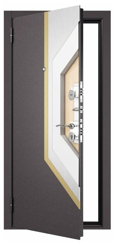 Дверь входная для квартиры Buldoors HOME ECO 860х2050, левый, тепло-шумоизоляция, антикоррозийная защита, замки 2-го и 3-го класса, коричневый/серый - фотография № 5