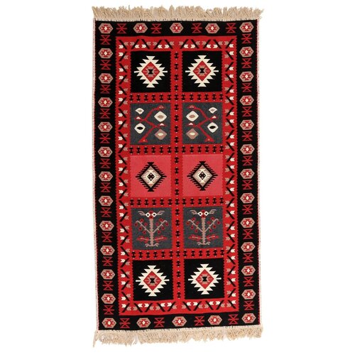 Декоративный коврик GIZ HOME Килим Karbe красный/бежевый 1.5 х 0.8 м