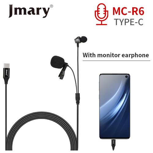 Микрофон JMARY MC-R6 петличный Type-C черный 70000₽