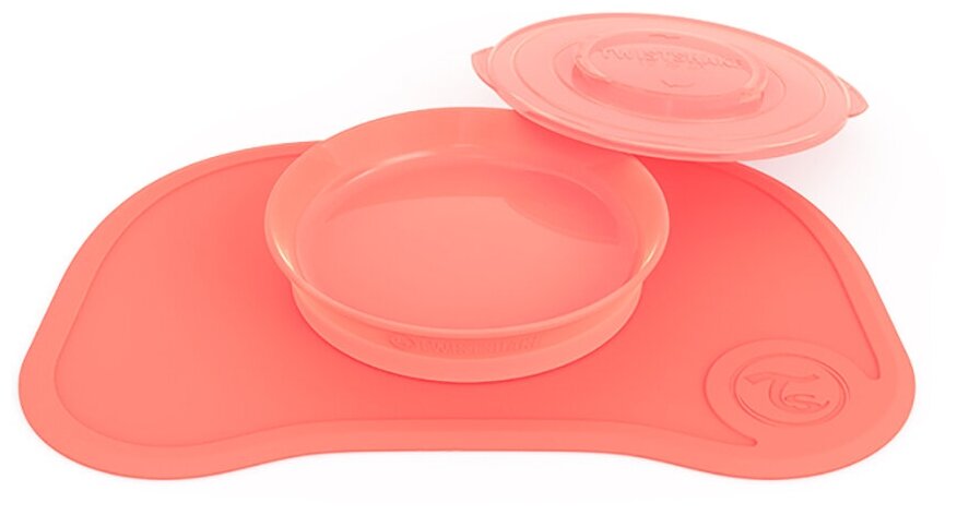 Коврик Twistshake Click Mat с тарелкой. Пастельный персиковый (Pastel Peach). Возраст 6+m.