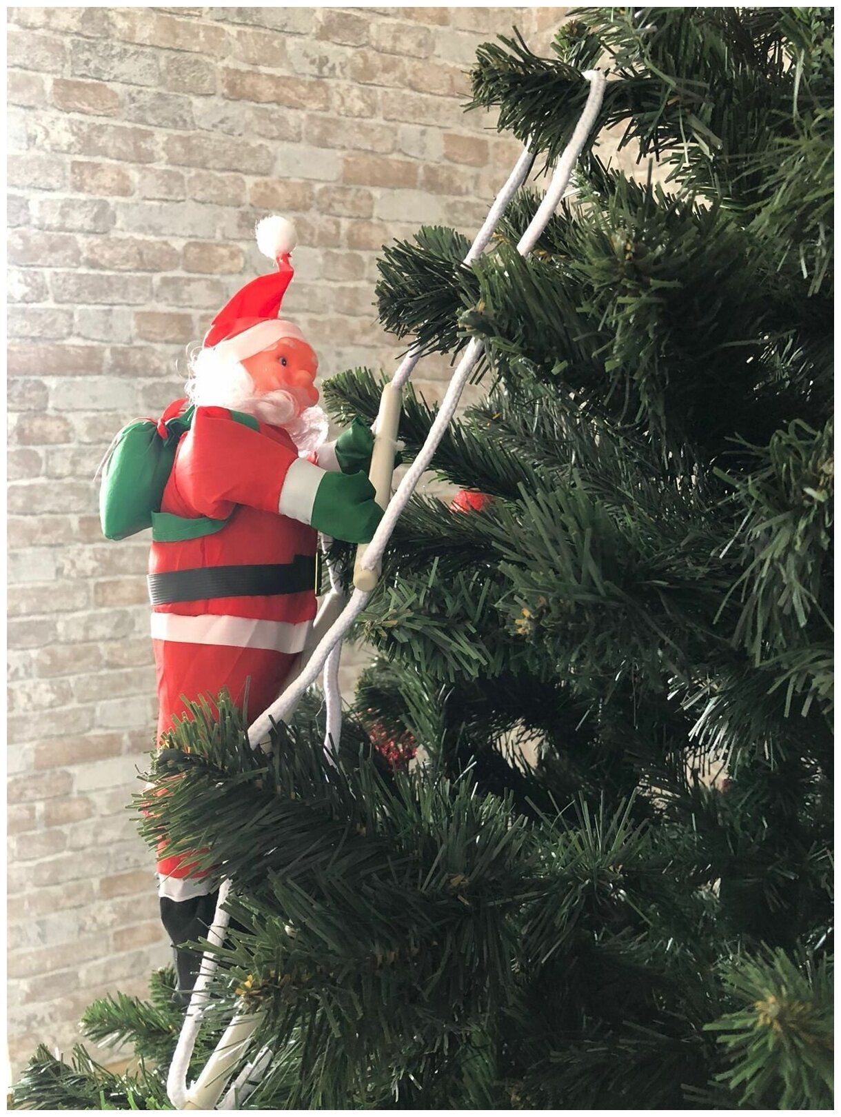 Дед Мороз на лестнице 30см / Санта Клаус на лестнице / игрушка на елку / Дед Мороз / Санта Клаус / Новогодний декор