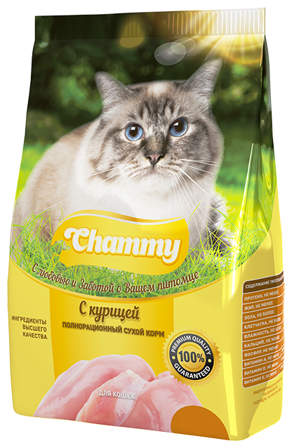 Корм полнорационный сухой для кошек Chammy С Курицей 350 г - фотография № 2