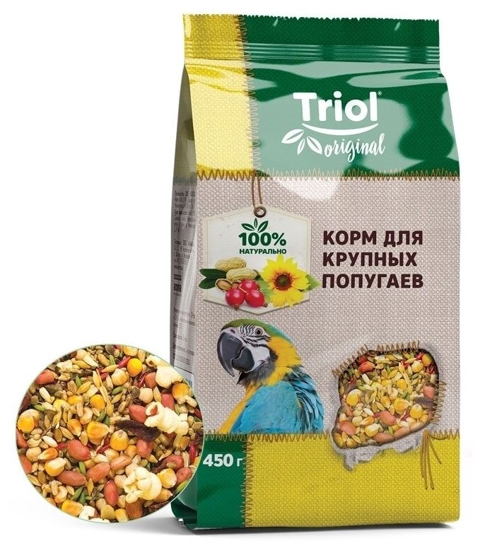 Корм для крупных попугаев TRiOL original 450г (2 шт)