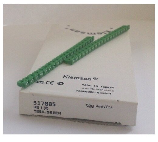 Маркировка кабеля KE1(075.15мм. кв) "5" KLEMSAN 517005 зеленый 500 шт.