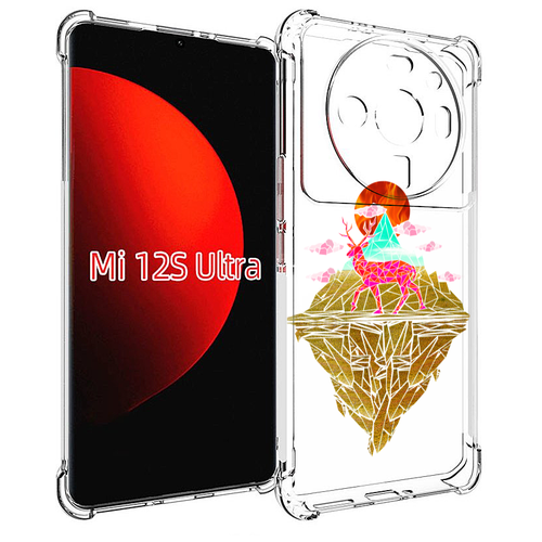 Чехол MyPads розовый олень абстракция для Xiaomi 12S Ultra задняя-панель-накладка-бампер чехол mypads геометрический олень для xiaomi 12s pro задняя панель накладка бампер