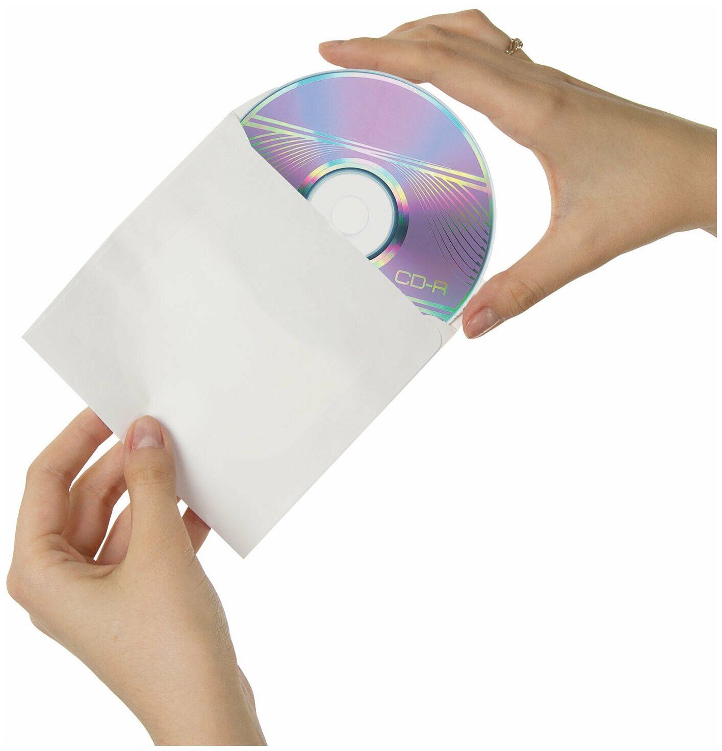 Конверты Brauberg для CD, DVD, 125х125 мм, с окном, бумажные, клей декстрин, 25 шт (123599)