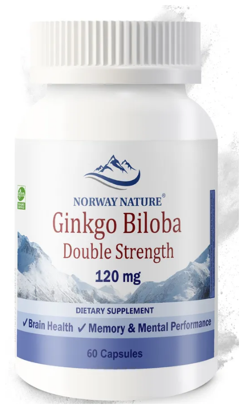 Норвежский Ginkgo Biloba Double Strength 120 мг Norway Nature (60 капс)