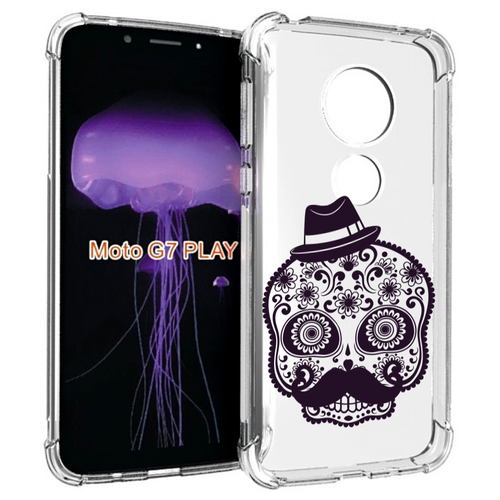 Чехол MyPads разрисованный скелет для Motorola Moto G7 Play задняя-панель-накладка-бампер чехол mypads сдвоенная картинка девушка скелет для motorola moto g7 play задняя панель накладка бампер