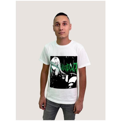 фото Футболка мужская белая из хлопка с dtf принтом аниме девушка тян манга япония deathcore деткор - 40136 будь на стиле