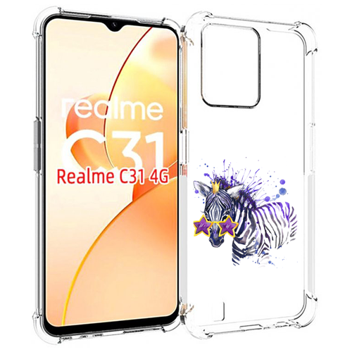 чехол mypads радужная зебра для oppo realme c31 задняя панель накладка бампер Чехол MyPads акварельная зебра для OPPO Realme C31 задняя-панель-накладка-бампер