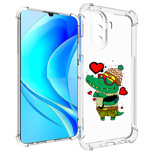 Чехол MyPads Влюбленный крокодил для Huawei Nova Y70 / Nova Y70 Plus (MGA-LX9N) / Huawei Enjoy 50 задняя-панель-накладка-бампер