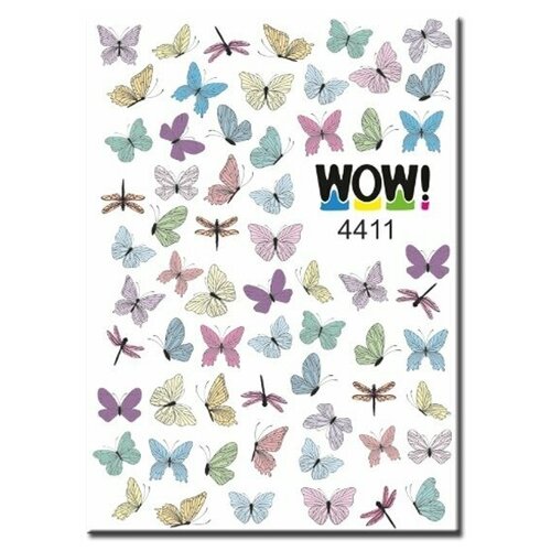 Слайдер для ногтей. Водные наклейки для маникюра/декор на ногти/ для дизайна. Бабочки разноцветные