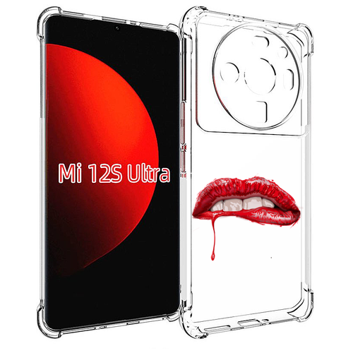 Чехол MyPads яркие красные губы для Xiaomi 12S Ultra задняя-панель-накладка-бампер