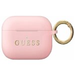 Чехол Guess для Airpods Pro Silicone case with ring Light pink - изображение