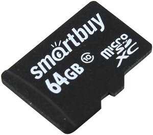 Карта памяти SmartBuy microSDXC 64 ГБ Class 10, V30, UHS-I, R/W 20/17 МБ/с, 1 шт., черная