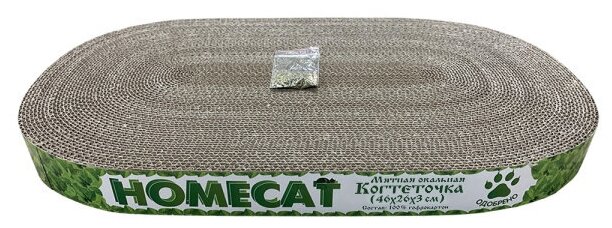 Когтеточка для кошек HOMECAT Мятная 46 см х 26 см х 3 см овальная гофрокартон