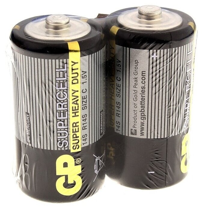 Батарейка солевая GP Supercell Super Heavy Duty C 14S / R14 1.5В спайка 2 шт.