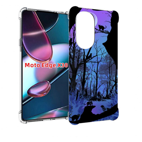 Чехол MyPads лес внутри кота для Motorola Moto Edge X30 задняя-панель-накладка-бампер