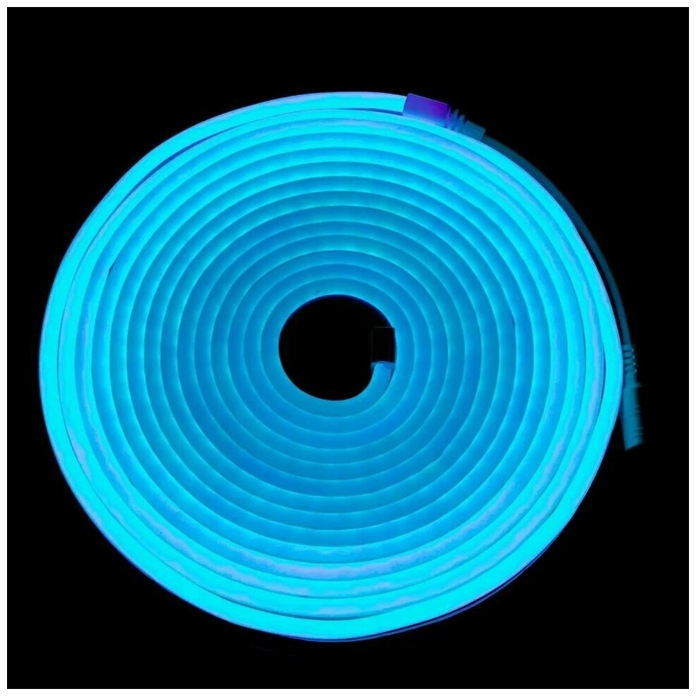 Неоновая светодиодная лента 5м, 12V, IP67 / цвет синий - фотография № 3