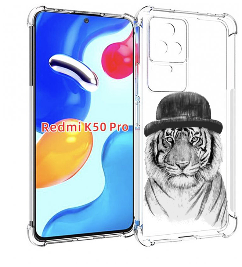 Чехол MyPads тигр британец для Xiaomi Redmi K50 / K50 Pro задняя-панель-накладка-бампер