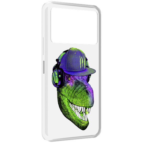 Чехол MyPads Динозавр в кепке для Infinix NOTE 12 VIP (X672) задняя-панель-накладка-бампер