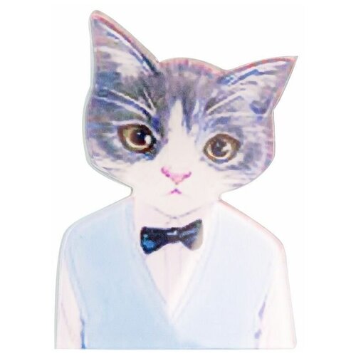 фото Значок бижутерный кот (замок-булавка, акрил, разноцветный) 52338 otokodesign