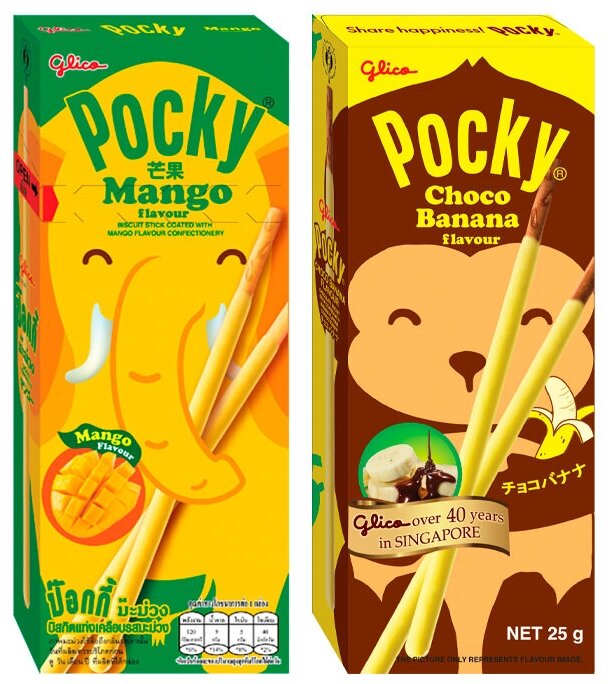 Палочки Pocky банан шоколад + Pocky манго 25 гр. (2 шт) - фотография № 2