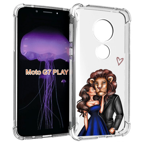 Чехол MyPads лев-в-смокинге для Motorola Moto G7 Play задняя-панель-накладка-бампер