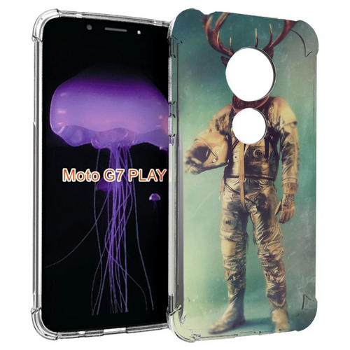 Чехол MyPads лось космонавт для Motorola Moto G7 Play задняя-панель-накладка-бампер