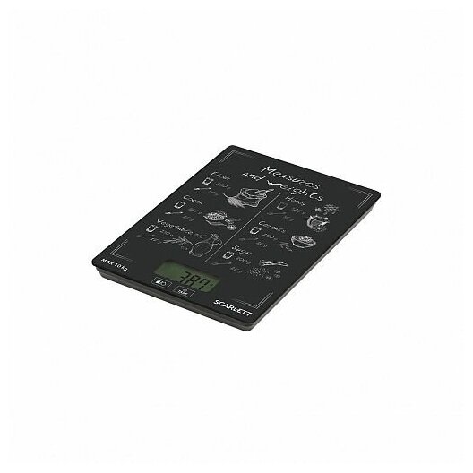 Весы кухонные SCARLETT SC-KS57P64, электронный дисплей, max вес 10 кг, тарокомпенсация, стекло