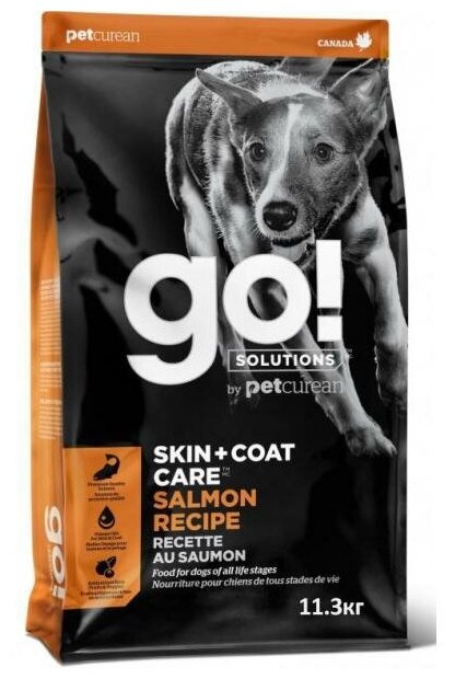 GO! Для щенков и собак со свежим лососем и овсянкой (GO! SKIN + COAT Salmon Recipe DF), 11.3 кг